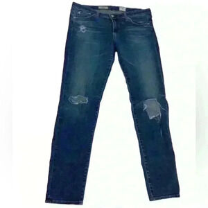 AG JEANS THE STILT CIGARETTE LEG JEAN 10 YEARS DEEP BLUE REV1110 ripped 31 r 12